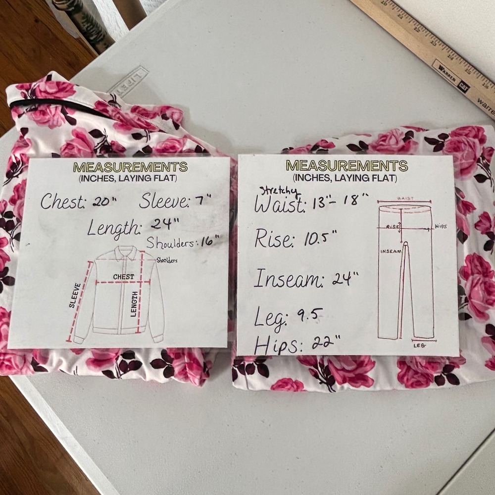 Kate Spade Floralcore Pink Rose Pajama Set Button Down Cropped Cottage Womens M - Picture 3 of 10